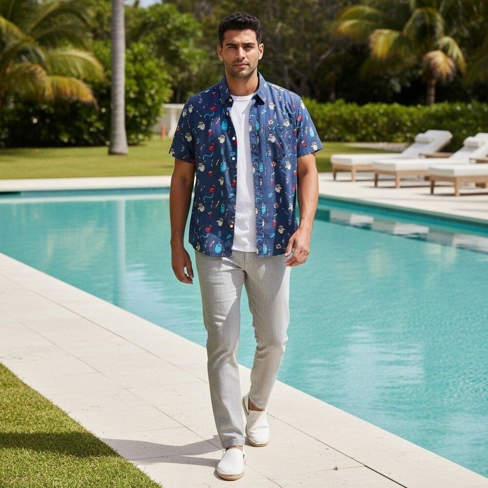 Tipsy Elves Epic Eagle Keg Party Camp Shirt M Cotton/Rayon Patriotic USA Summer
